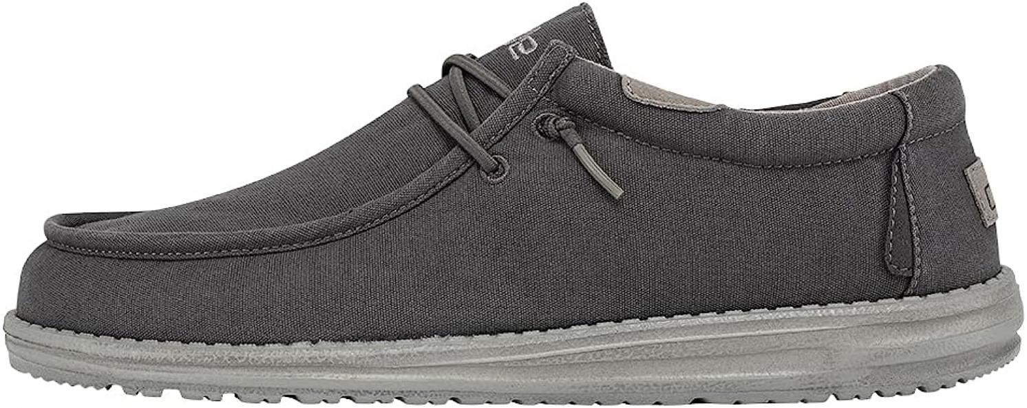 Hey Dude Men's Wally Wash Lead Size 15 Dark Grey | Men’s Shoes | Men's Lace Up Loafers | Comfortable & Light-Weight