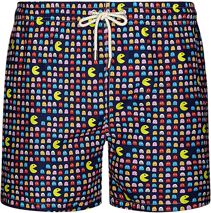 BLUE COAST YACHTING Men's Swim Trunks Printed Quick Dry Swim Shorts with Mesh Lining and Pockets