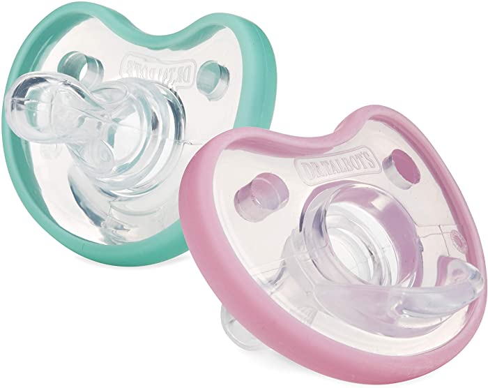 Dr. Talbot's Soft-Flex Orthodontic Pacifiers 0-6 Months, Pink/Aqua, 2 Pack