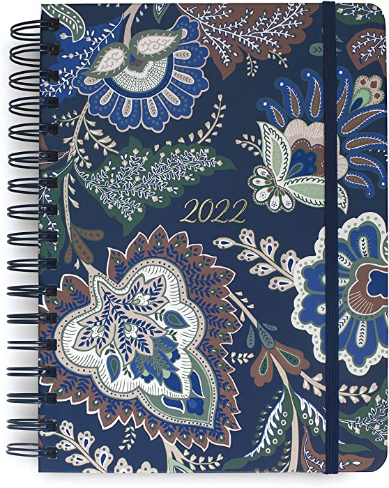 Vera Bradley 2022 Planner Weekly and Monthly, 12-Month Agenda Book Dated January 2022 - December 2022, Hardcover Personal Organizer with Stickers, Holidays/Notes Pages, Pocket, & Monthly Tabs, Java Navy