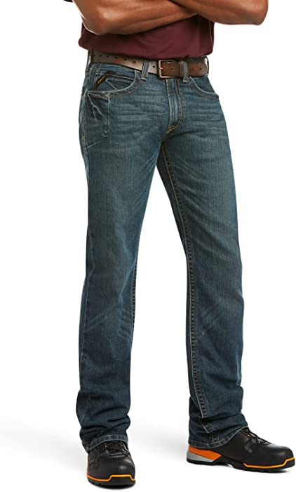 Ariat Rebar M5 Slim Fit Durastretch Straight Leg Work Jeans for Men, Ironside, 35W x 30L