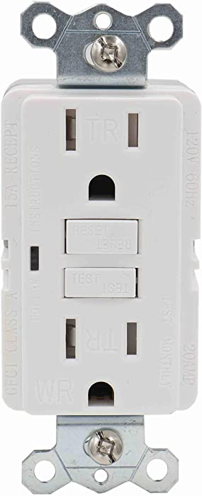 Baomain GFCI Outlet Receptacle 15 Amp 120 VAC 60Hz Weather-Resistant, Ground Fault Circuit Interruptor, GFI UL&CUL listed White