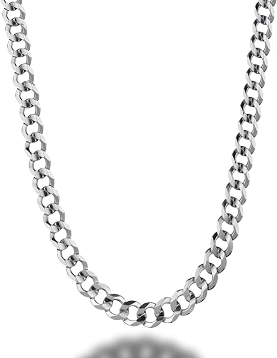 Savlano 925 Sterling Silver 5mm Italian Solid Curb Cuban Link Chain Necklace for Men & Women - Made in Italy Comes With Gift Box (5mm)