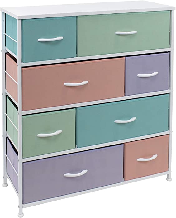 Sorbus Dresser with 8 Drawers - Bedside Furniture & Night Stand End Table Dresser for Home, Bedroom Accessories, Office, College Dorm, Steel Frame, Wood Top (Pastel)