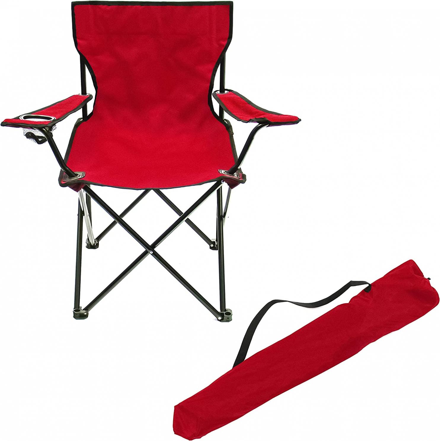 Trademark Innovations Folding Outdoor Beach Camp Chair, 19.5" L x 31" W x 34.5" H, Red