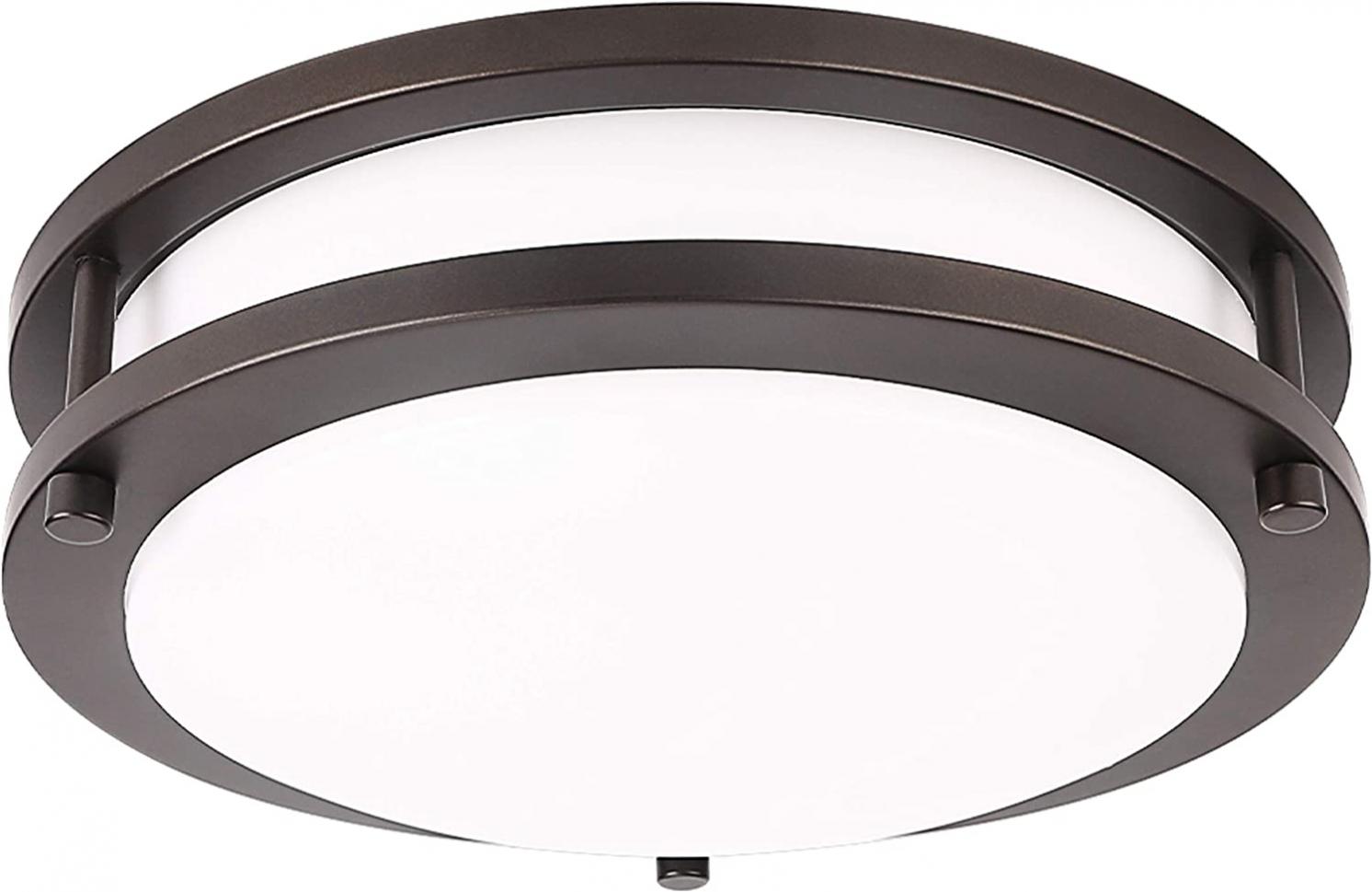 LE LED Flush Mount Ceiling Light, 10 inch Oil Runbbed Bronze Ceiling Light Fixture Dimmable, 1200lm 16W (120W Equivalent) Ceiling Lamp for Kitchen, Bedroom, Laundry, Living Room Hallway, 4000K White