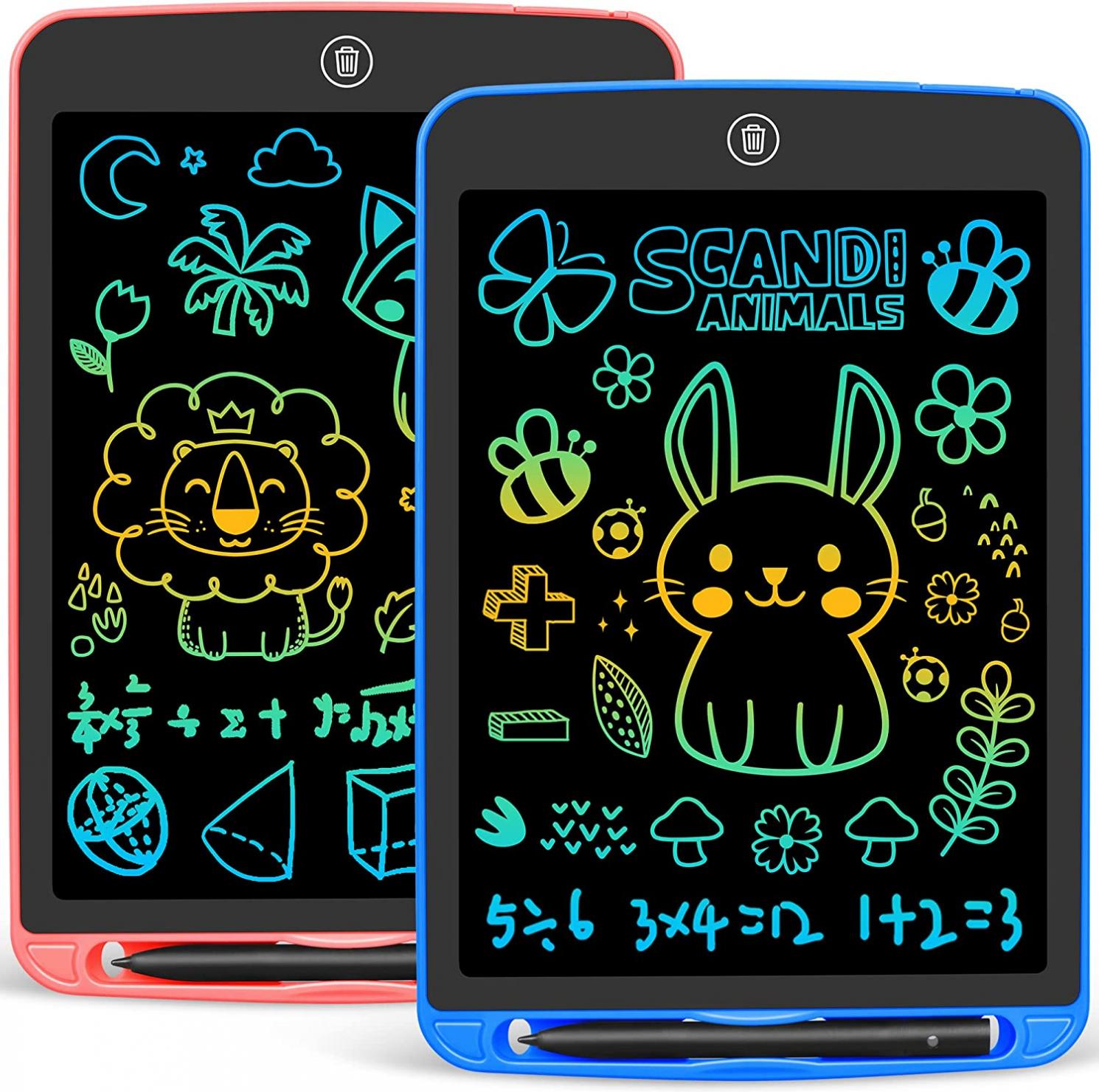 MINIFUN 2 Pack LCD Writing Tablet for Kids, Colorful Screen Drawing Board, 10inch Doodle Board Pad, Learning Educational Toy, Gift for 3 4 5 6 7 8 Year Old Boys Girls Toddlers (Blue/Pink)