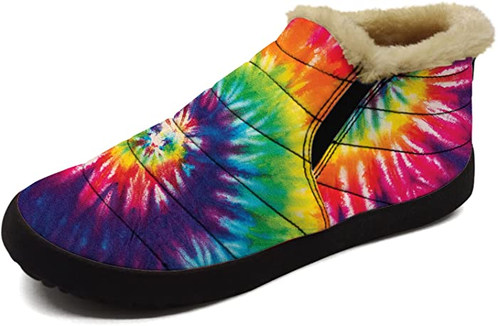 Tie Dye Snow Boots for Women Men Fur Lined Winter Sneakers Slip On Ankle Booties Custom Shoes Gifts for Her,Him