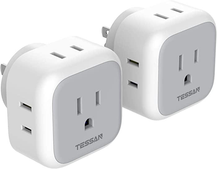 Multi Plug Outlet Extender, TESSAN 2 Packs Multiple Outlet Splitter Box with 4 Electrical Charger Cube Outlets, Wall Tap Power Expander Adapter for Cruise Ship Home Office Dorm Essentials