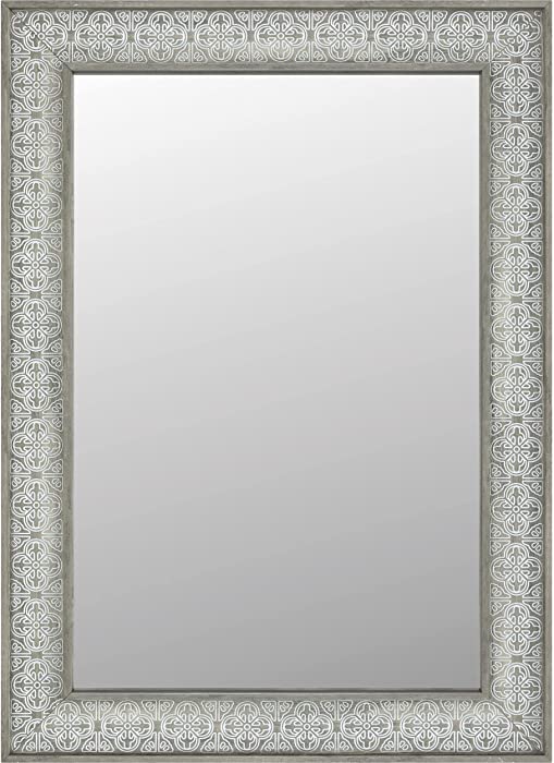 24-in W. x 36-in H. Framed Rectangular Bathroom Vanity Mirror-in Pacific Grey Walnut