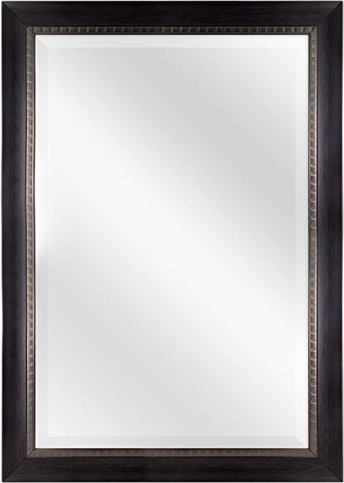 MCS 24x36 Inch Sloped Mirror, 29.5x41.5 Inch Overall Size, Dark Walnut (20569)