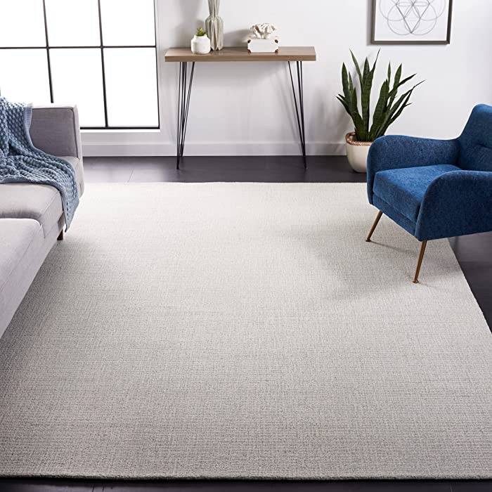 SAFAVIEH Abstract Collection 9' x 12' Light Grey/Ivory ABT468F Handmade Premium Wool Living Room Dining Bedroom Area Rug