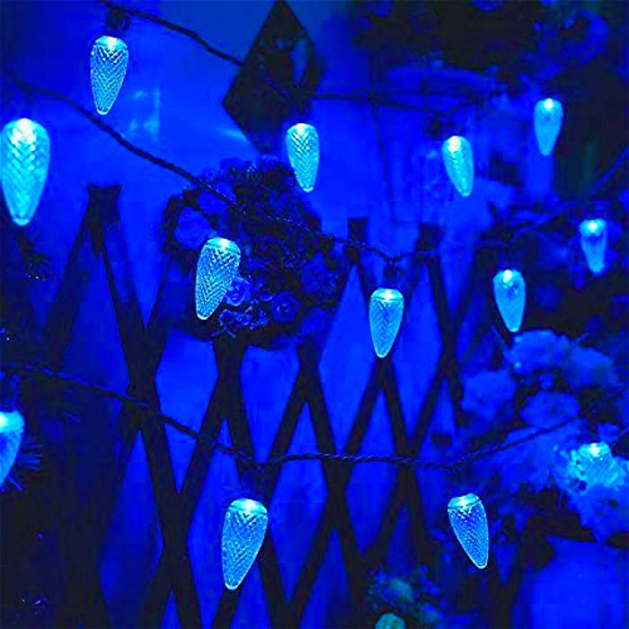 [Commercial Grade]Blue C9 Faceted Outdoor Light String,Borita Steady-On 17Ft 25 LEDs Indoor Xmas Christmas Mood Lighting,Home Garden Patio Halloween Festive Seasonal Decor Lighting