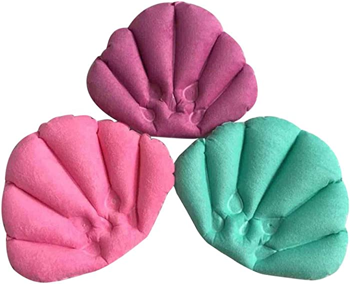 SUPVOX Inflatable Bath Pillow Flower Shaped spa Neck Support Bath Pillow with Suction Cups for Bathtub hot tub Jacuzzi Whirlpool Home spa tub