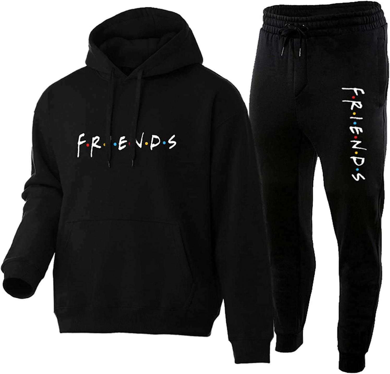 Friends Print Hoodie Sweatpants Suit Friends Black Sweater Pullover Sweatshirt Tracksuit