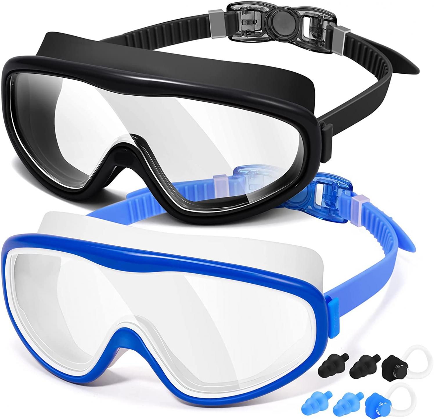 LOEO Swim Goggles Adult 2 Pack-Wide Vision Swimming Goggles for Men Women Youth Teens, No Leaking UV Protection Swim Goggle