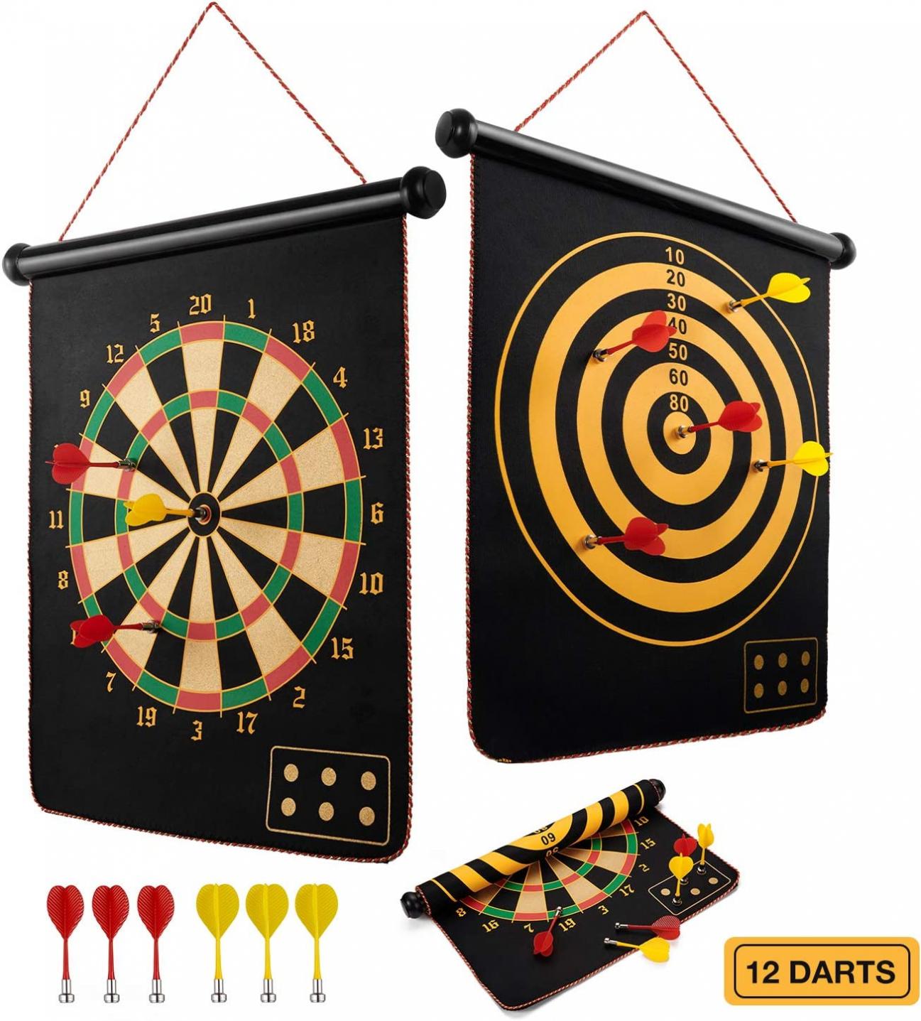 BATURU Magnetic Dart Board with 12PCS Magnetic Darts, Dart Board Games for Kids Age 4-8 8-12, Kids Boy Toys for 5 6 7 8 9 10 11 12 13 Year Old Teen Boys Gift Ideas, Dart Board for Kids Double Side