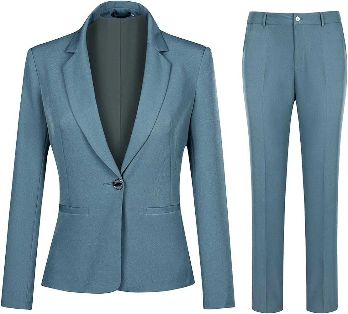 YUNCLOS Women's 2 Piece Office Work Suit Set One Button Blazer and Pants