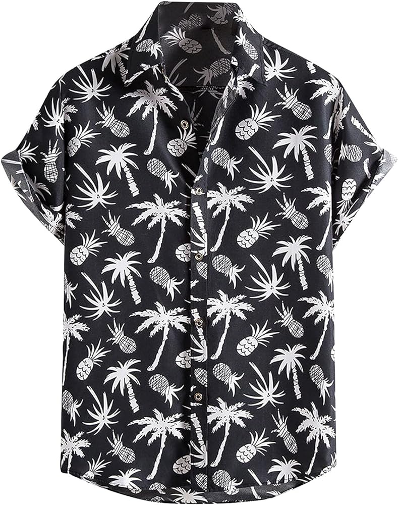 Hawaiian Shirt for Men Summer Casual 2024 Trendy Beach Short Sleeve Button Down Shirts Vacation Tropical Hawaii Clothes