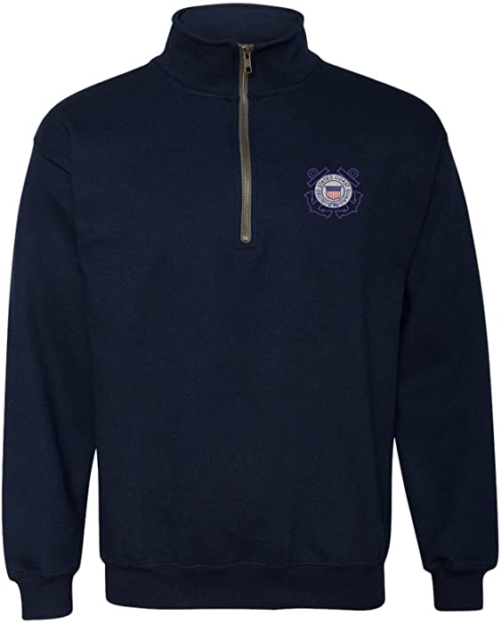 ALLNTRENDS Adult Zip Collar Sweatshirt USCG Embroidered Coast Guard Top America
