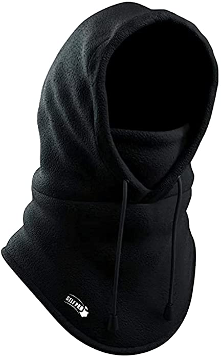 Balaclava Fleece Hood - Windproof Face Ski Mask - Ultimate Thermal Retention & Moisture Wicking with Performance Soft Fleece Construction, Black, One Size