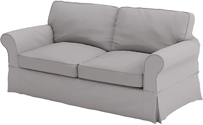 The Polyester Sofa Cover (Width: 81”~ 85”, Not 92” !) Fits Pottery Barn PB Comfort Roll ARM Sofa (Not Grand Sofa). A Durable Slipcover Replacement (Polyester Flax Gray Box Edge)