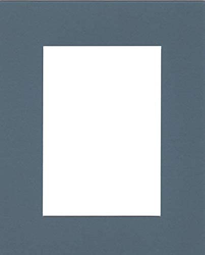 Pack of (2) 18x24 Acid Free White Core Picture Mats Cut for 12x18 Pictures in Slate Blue