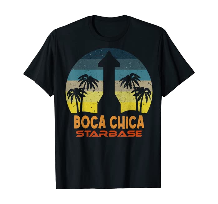 Boca Chica Beach - Vintage Starship - Boca Chica Starbase T-Shirt