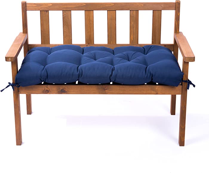 Indoor Outdoor Bench Cushion, Water Resistant Garden Furniture Loveseat Cushion, Swing Chair Replacement Seat Pads for Lounger Garden Furniture Patio Metal Wooden Bench (47IN, Navy Blue)
