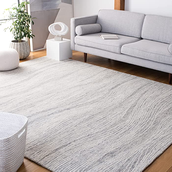 SAFAVIEH Metro Collection 8' x 10' Grey/Ivory MET995F Handmade Premium Wool Living Room Dining Bedroom Area Rug