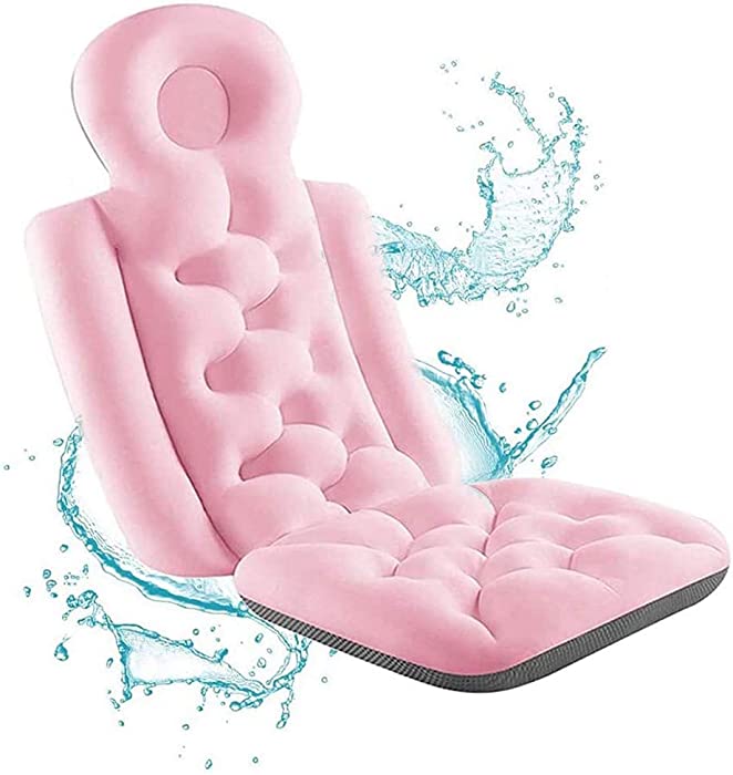 Full Body Bath Pillow Bathtub Back, Head and Neck Rest Support for Luxury Comfort | Spa Cushion for Jacuzzi Hot Tub, Quick Drying, Machine Wash Safe - Great Back Support for Adults,Pink