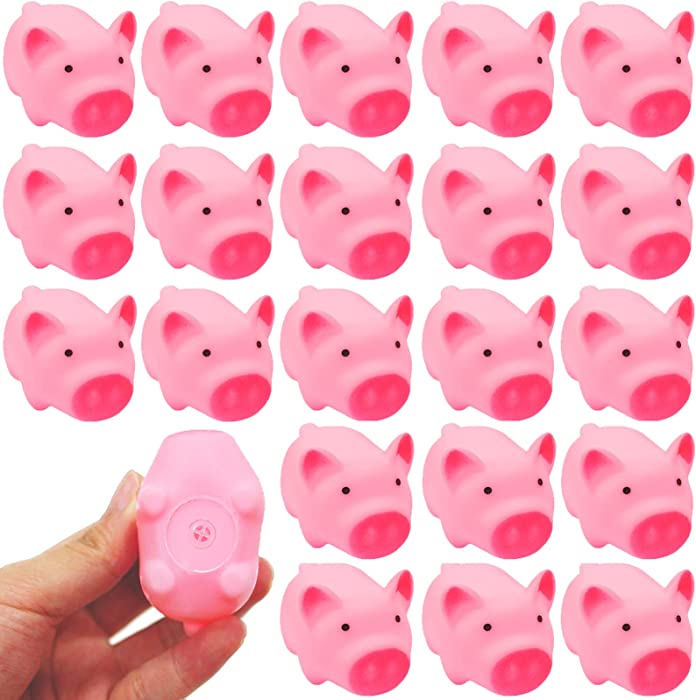 Fessal Pig Bath Toy, Mini Rubber Pigs for Kids, Shower Squeaky Pig, Baby Bath Toy, 20PCS