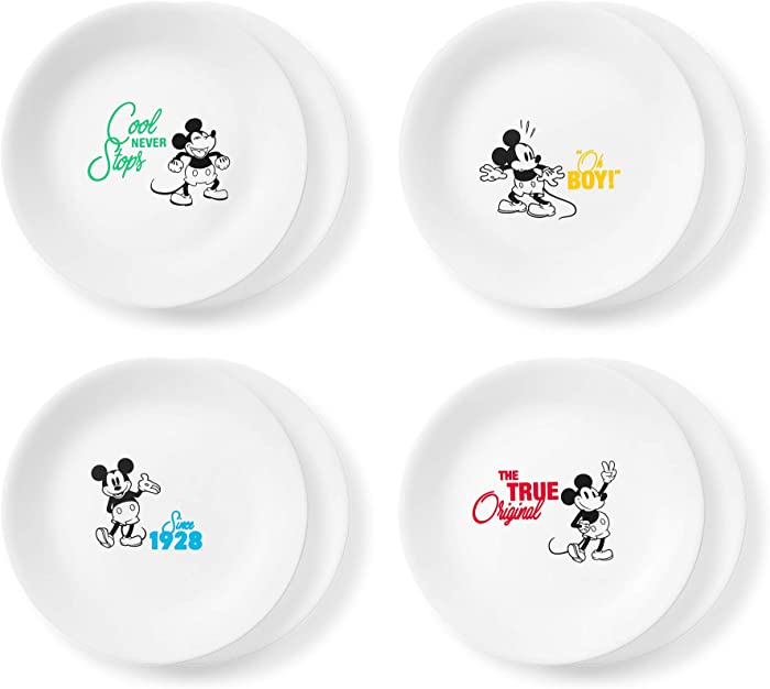 Corelle Disney Mickey Mouse-The True Original 8.5" Salad Lunch Plates, 8 Pack (Disney Mickey Mouse - The True Original)