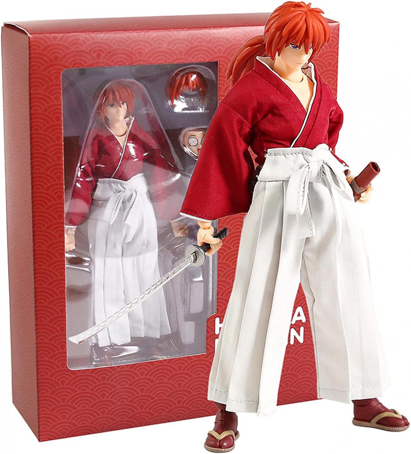 YLANTE 17 CM Dasin Model Rurouni Kenshin Himura PVC Action Figure Collectible Dolls Anime Figures Toy Gifts For Fans Kids Adult (Real Clothes) Red