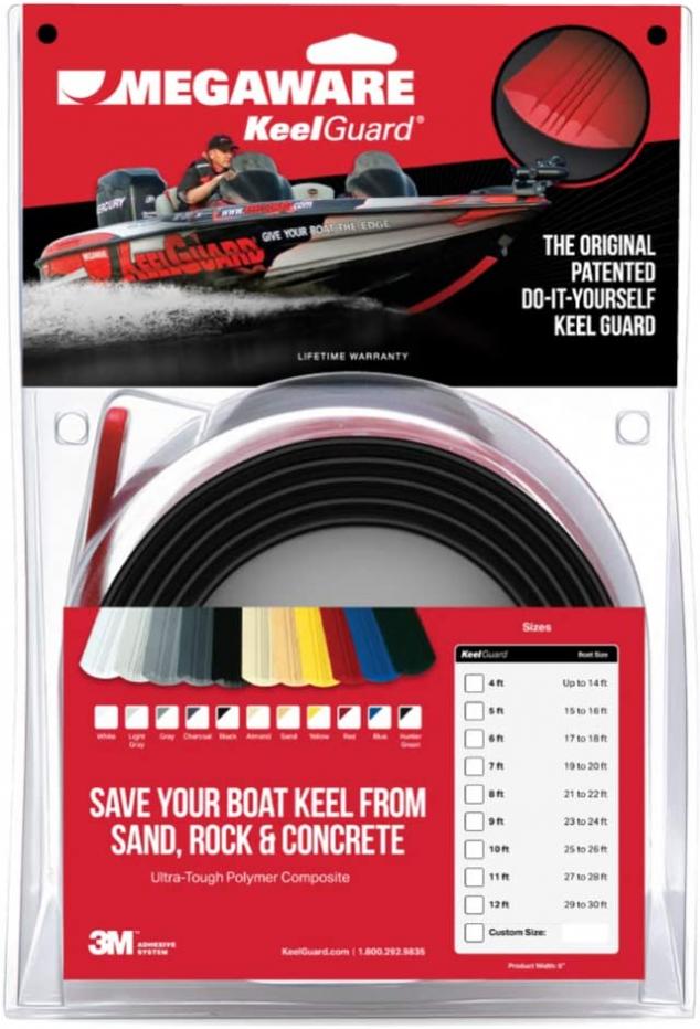 MEGAWARE KEELGUARD The Original DIY Keel Guard - 5" Wide, 9 Kit Sizes, 12 Colors, Self-Sealing Contoured Edge, 3M Adhesive, Made in USA, for Fiberglass & Some Aluminum Boats