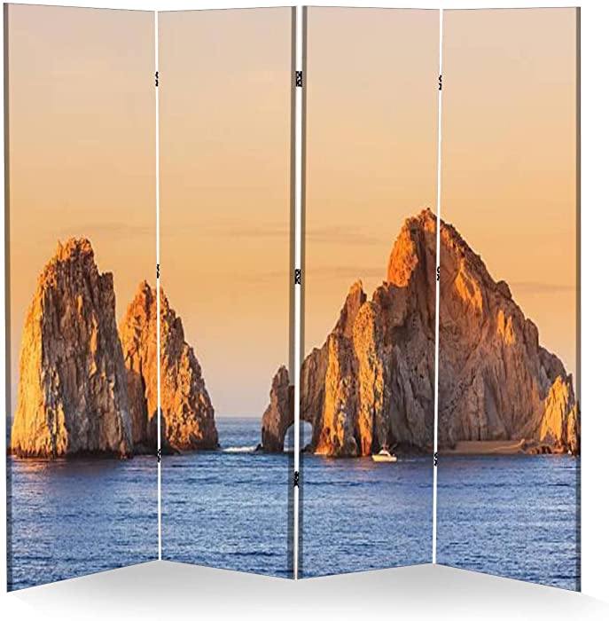 4 Panel Room Divider Cabo San Lucas Mexico Privacy Folding Screens Portable Wall Divider Separator Freestanding Protective Divider