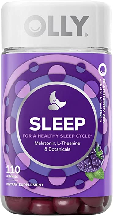 OLLY Restful Sleep Gummy Supplement with Melatonin & L-theanine Chamomile, BlackBerry Zen, (55 Day Supply) Supports A Healthy Sleep Cycle* Packaging May Vary (110 Gummies)