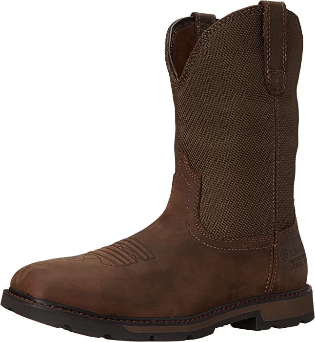 Ariat Groundbreaker Wide Square Toe Waterproof Steel Toe Work Boots - Men’s Leather Country Work Boot