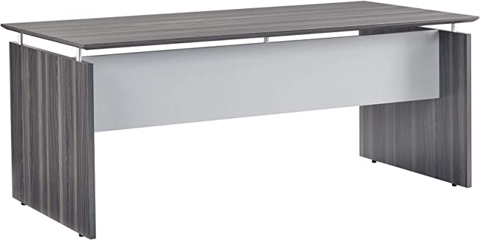 Mayline MNDS72LGS Medina Straight Edge Desk, 72"W, Gray Steel Laminate