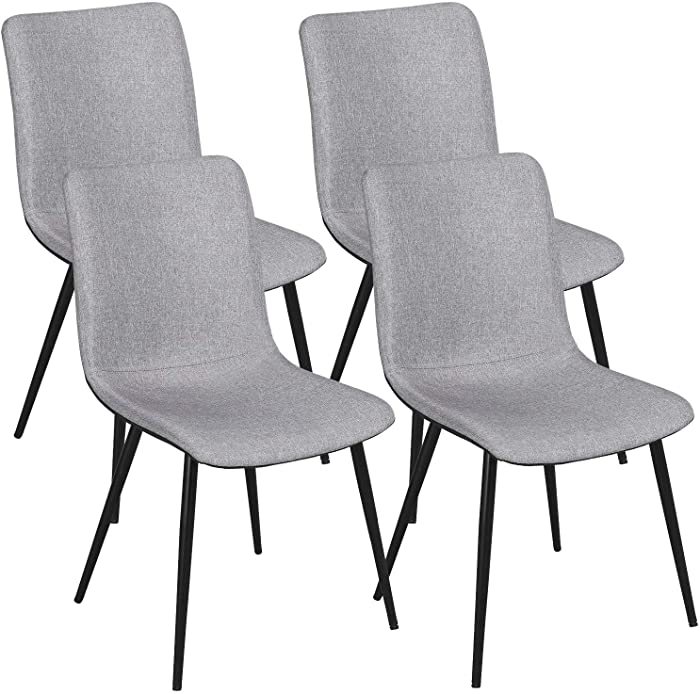 Yaheetech Mid Century Modern Living Room Chairs Dining Chairs Set of 4 Kitchen Chairs Upholstered Side Chairs with Metal Legs Gray