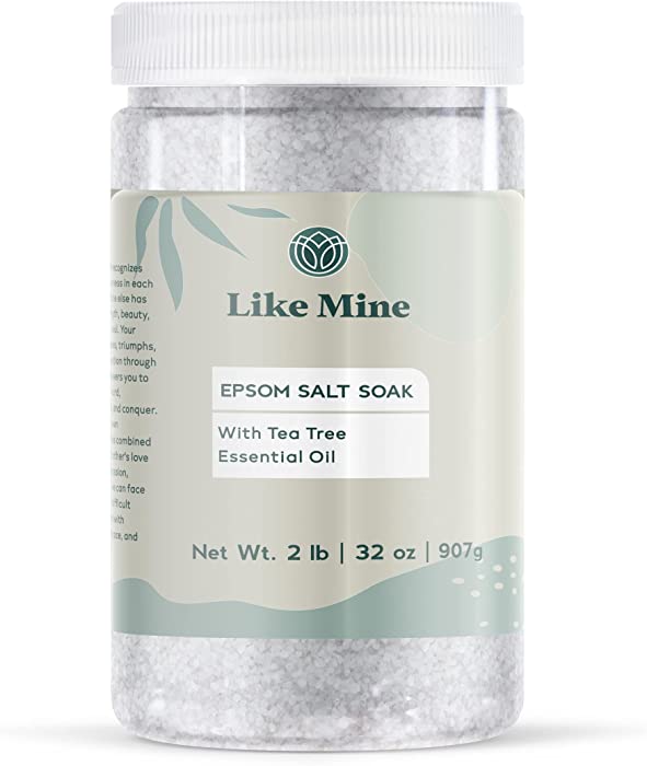 Epsom Salt Soak with Tea Tree Essential Oil Like Mine, 2 lb, Bath & Foot Soak Magnesium Sulfate Blend
