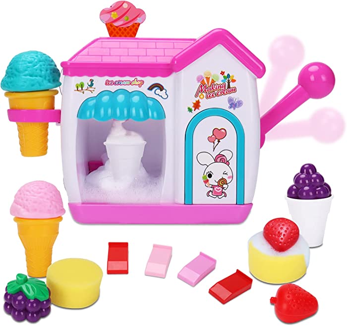 AugToy Bath Toys for Toddlers 3-4 Years, Ice Cream Foam Maker Bath Toys for Kids Ages 4-8, Bubble Pretend Cake Play Set Water Bathtub Toys for Girls Boys Age 3 4 5 Year Old Birthday Gifts