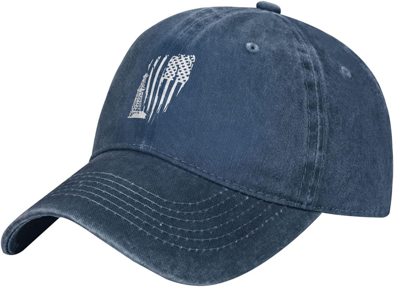 Oilfield Drilling Rig Flag Jeans Cap Baseball Cap Adjustable Dad Cap Hat for Men Women Trucker