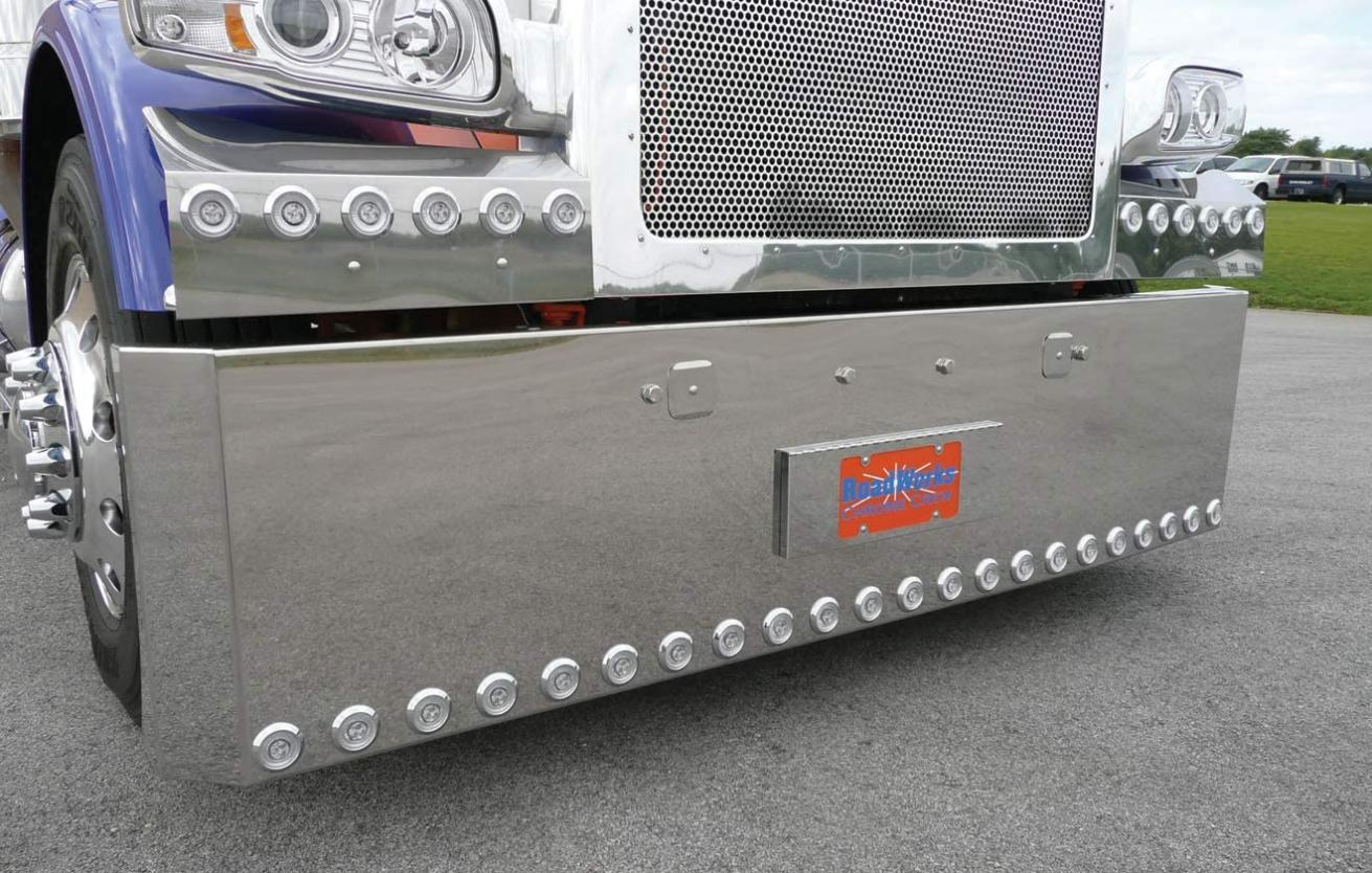 RoadWorks Stainless Steel Spring Mount Tow Pin Covers for Peterbilt 388/389