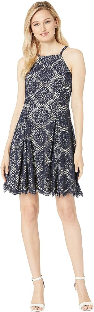 Vince Camuto Lace Halter Fit Flare Dress