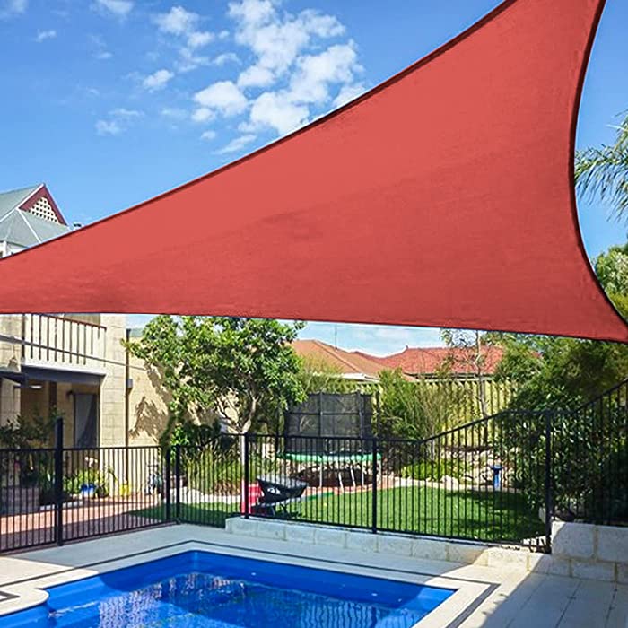 Amahut Sun Shade Sail Triangle for Patio Deck Awning Shade Sails for Canopy 20' x20'x20' UV Block Shade Cloth for Lawn Garden Backyard Rust Red