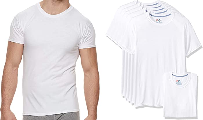 Hanes Men's Crewneck T-Shirt 6-Pack X-Temp Comfort Cool Crewneck Undershirt (Medium, White)