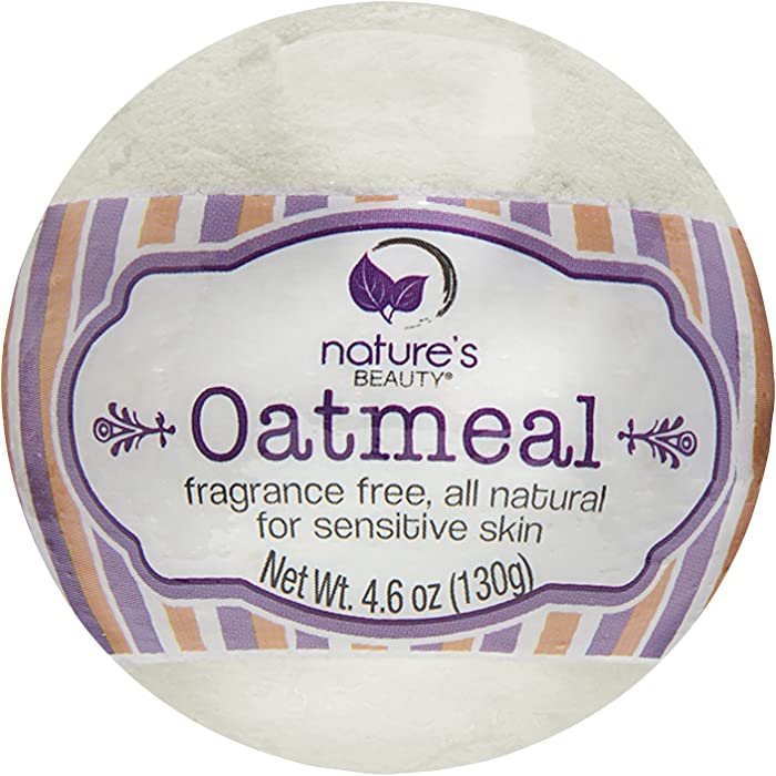 Nature’s Beauty Oatmeal BATH BOMB, 4.6 Oz, Spa Bomb Fizzies, made with Oatmeal, Almond Oil, Coconut Oil for Moisturizing Dry Skin, Non-Staining, Natural Ingredients, Hand Crafted, Best Gift for Women