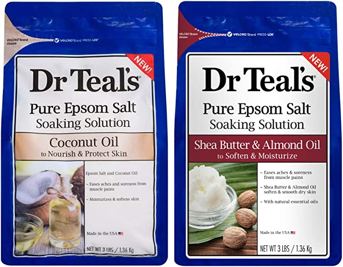 Dr Teal's Epsom Salt Bath Combo Pack (6 lbs Total), Nourish and Protect with Coconut Oil, and Soften & Moisturize with Shea Butter & Almond Oil