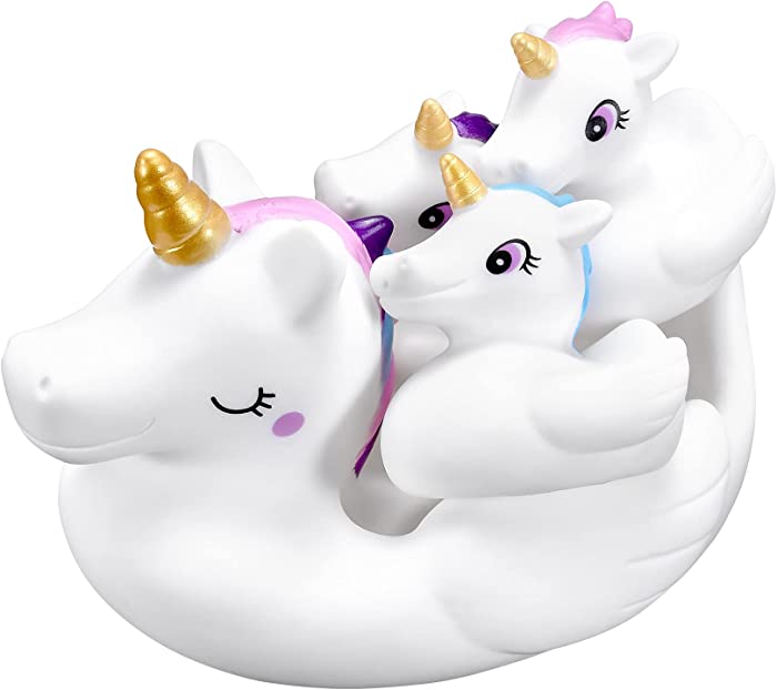 YowellGo Bath Toys,Water Spray Toys Cute Unicorn Rubber for Baby Kids Toddlers,for Shower Time or Pool Party, Bathroom Toys Value Pack, Unicorn Floating Bath Squirt Toys Ideal Gifts(Set of 4)